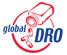 Logo: Text reads Global DRO on drawing of medicine bottle