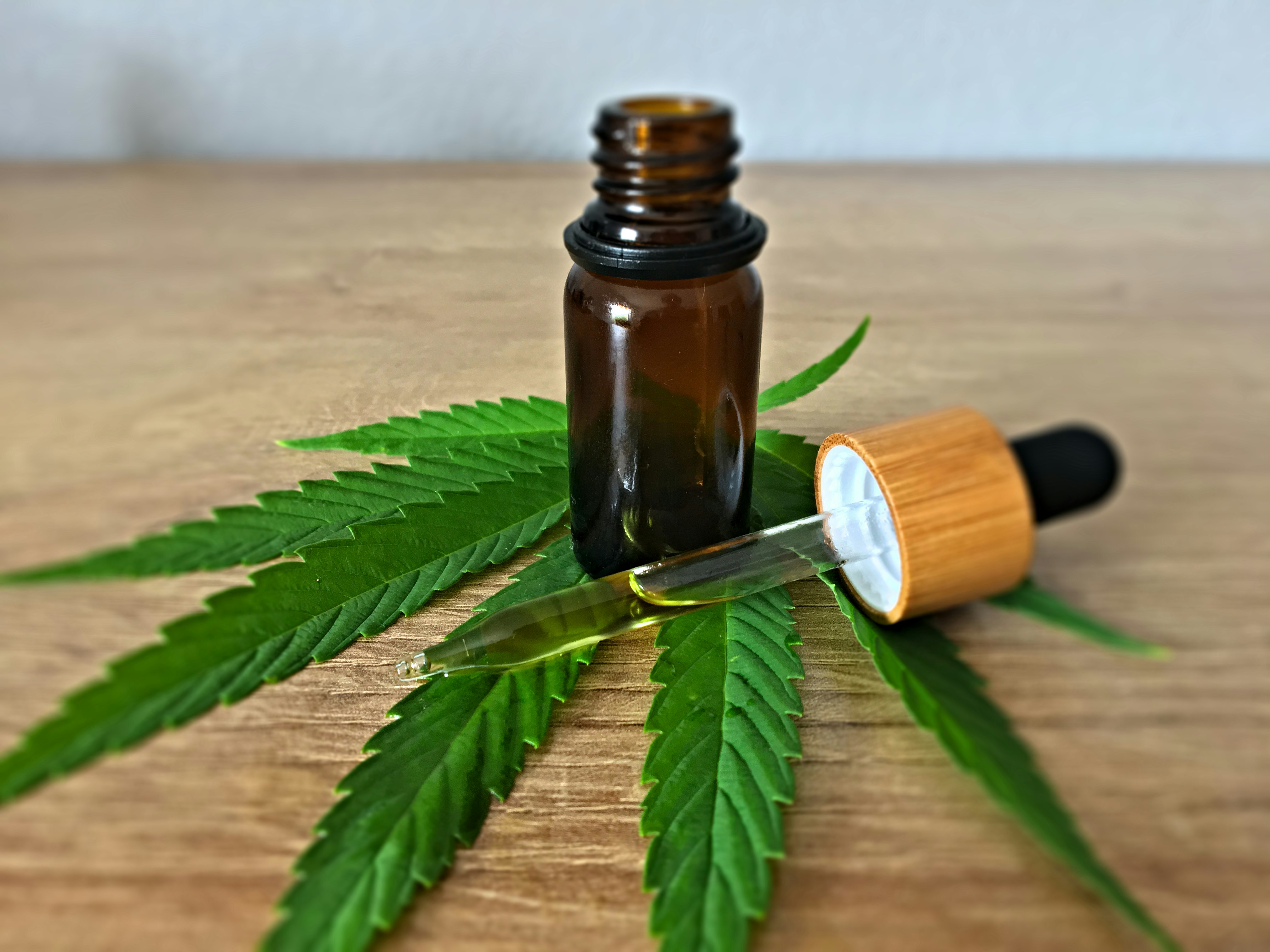 Cannabis leaf and CBD oil